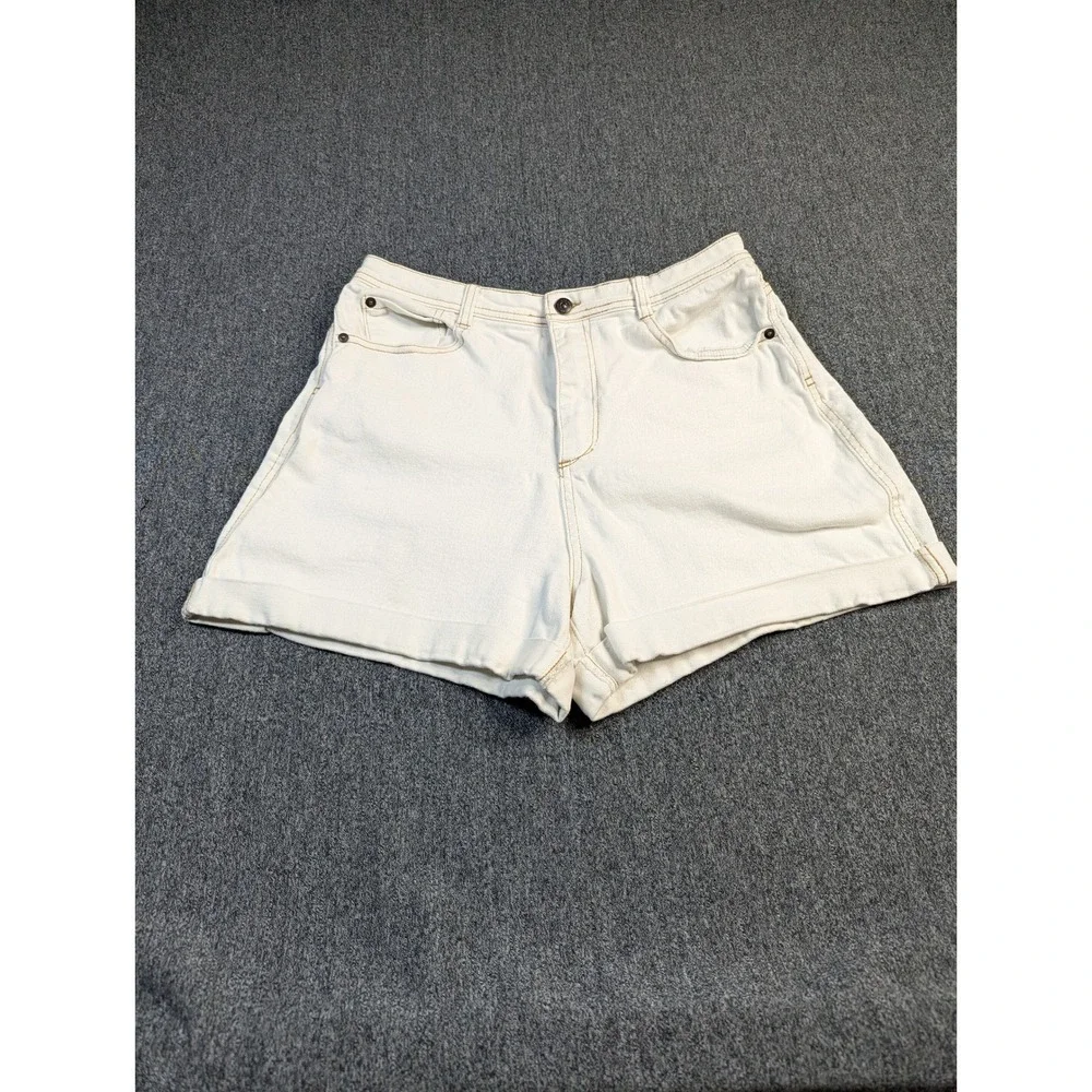 Kiabi Eco-Conception Womens Off White Denim Cuffed Shorts‎ High Rise US 32